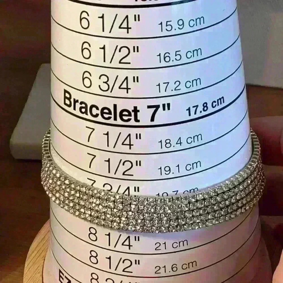 Vintage Silver Rhinestone Stretch Cuff - Picture 6 of 8